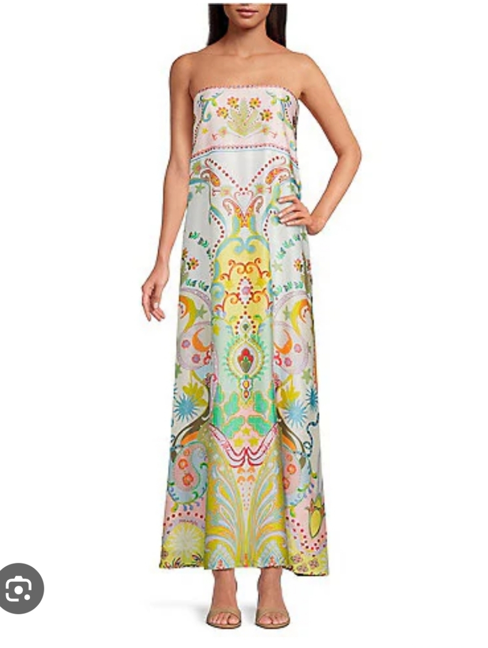 NWT Antonio Melani Lucia Printed Satin Strapless Maxi Dress